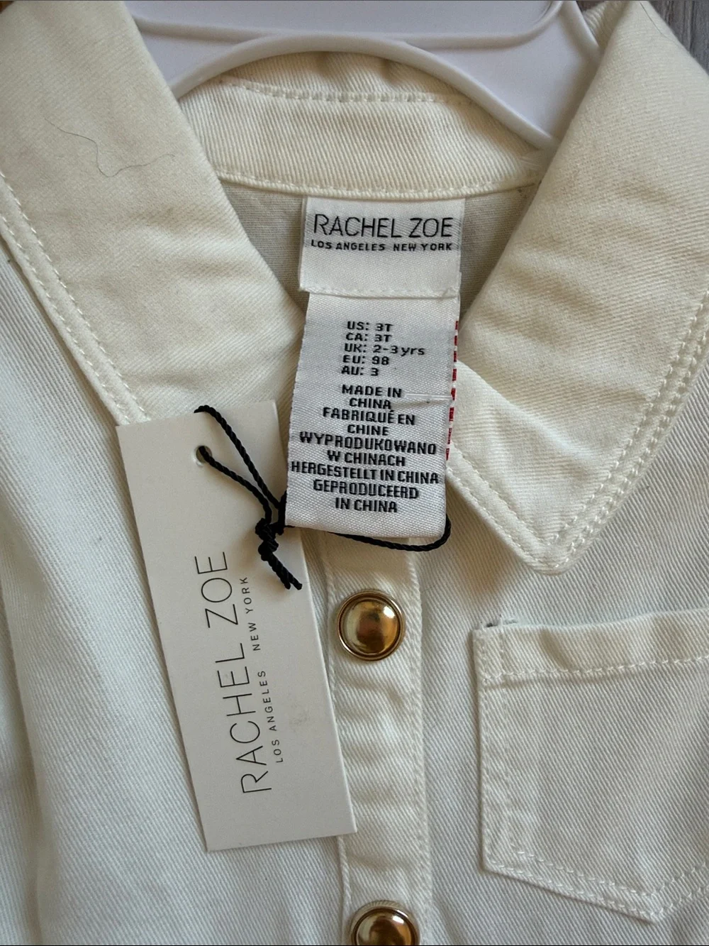 Rachel Zoe Girls' Off-White Sleeveless Tiered Button Dress